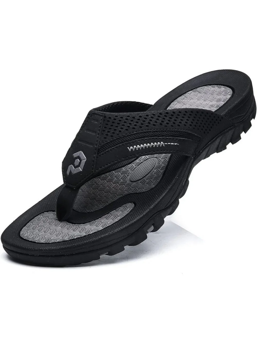 Men's All Black Flip-flops Thongs Sandals Durable Comfort Slippers For Casual